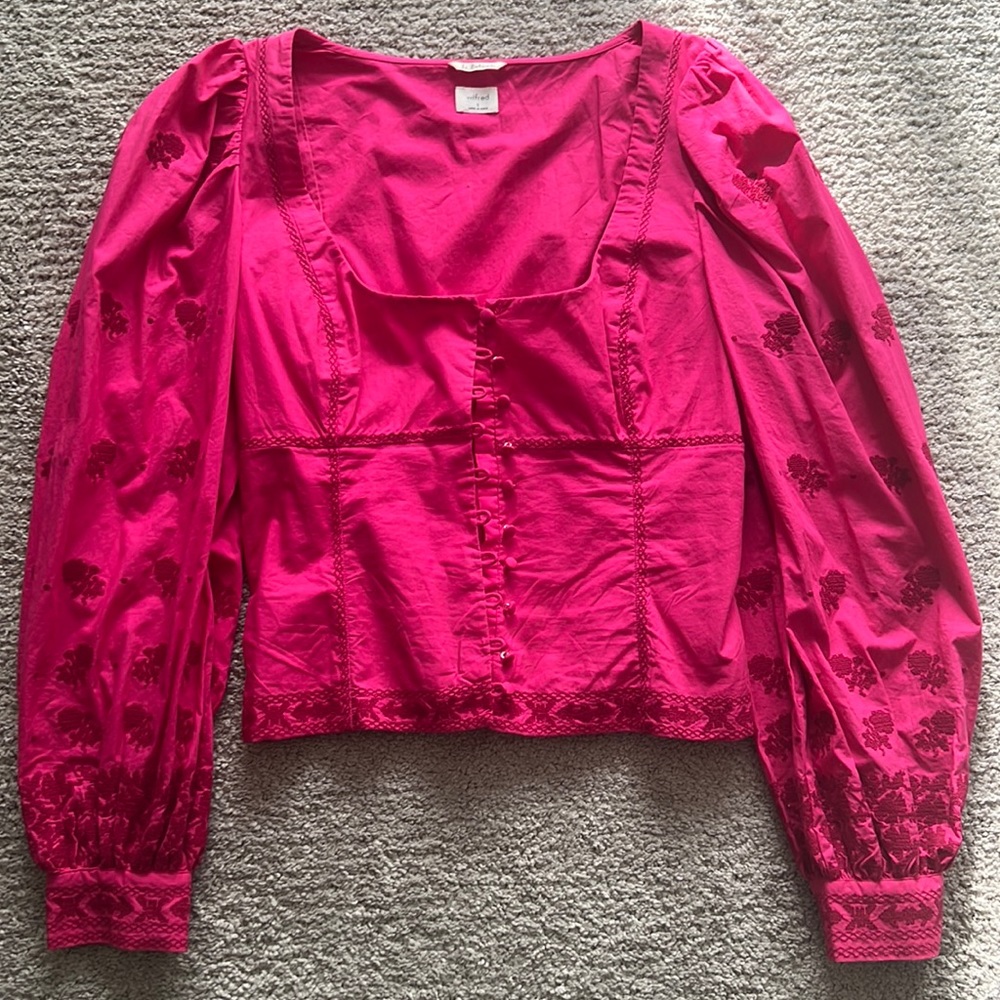 ARITZIA WILFRED pink puff sleeve top